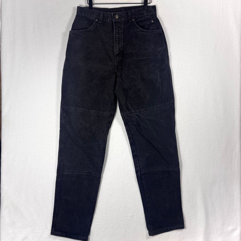 Vintage Draggin Jeans Double Knee Motorcycle Pants Women Waist 30 Black Skater
